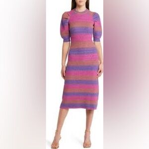 Adelyn Rae Pink and Purple Striped Midi Dress